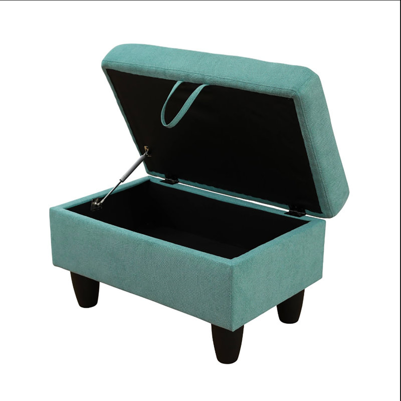 Repose-pieds de rangement rectangulaire 28,5 po Keevha, Ligne bleu foncé