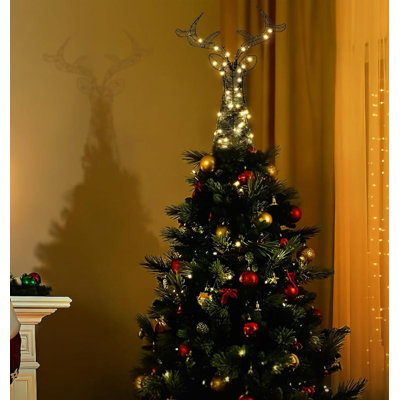 Décoration pour sommet de sapin de Noël avec 8 modes d'éclairage, décoration pour sommet de sapin avec 30 lumières à DEL alimentées par USB et décoration d'arbre à lumière chaude pour l'intérieur et l'extérieur, câble de 3,3 pi