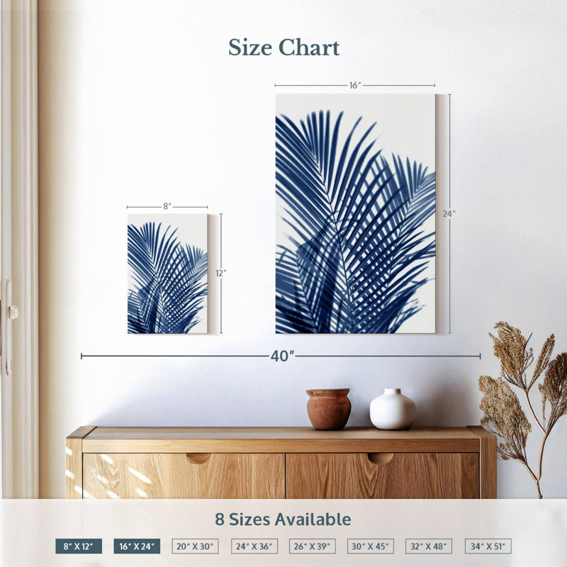 Harnek Palm Shadows indigo I, H 12 po x l 8 po