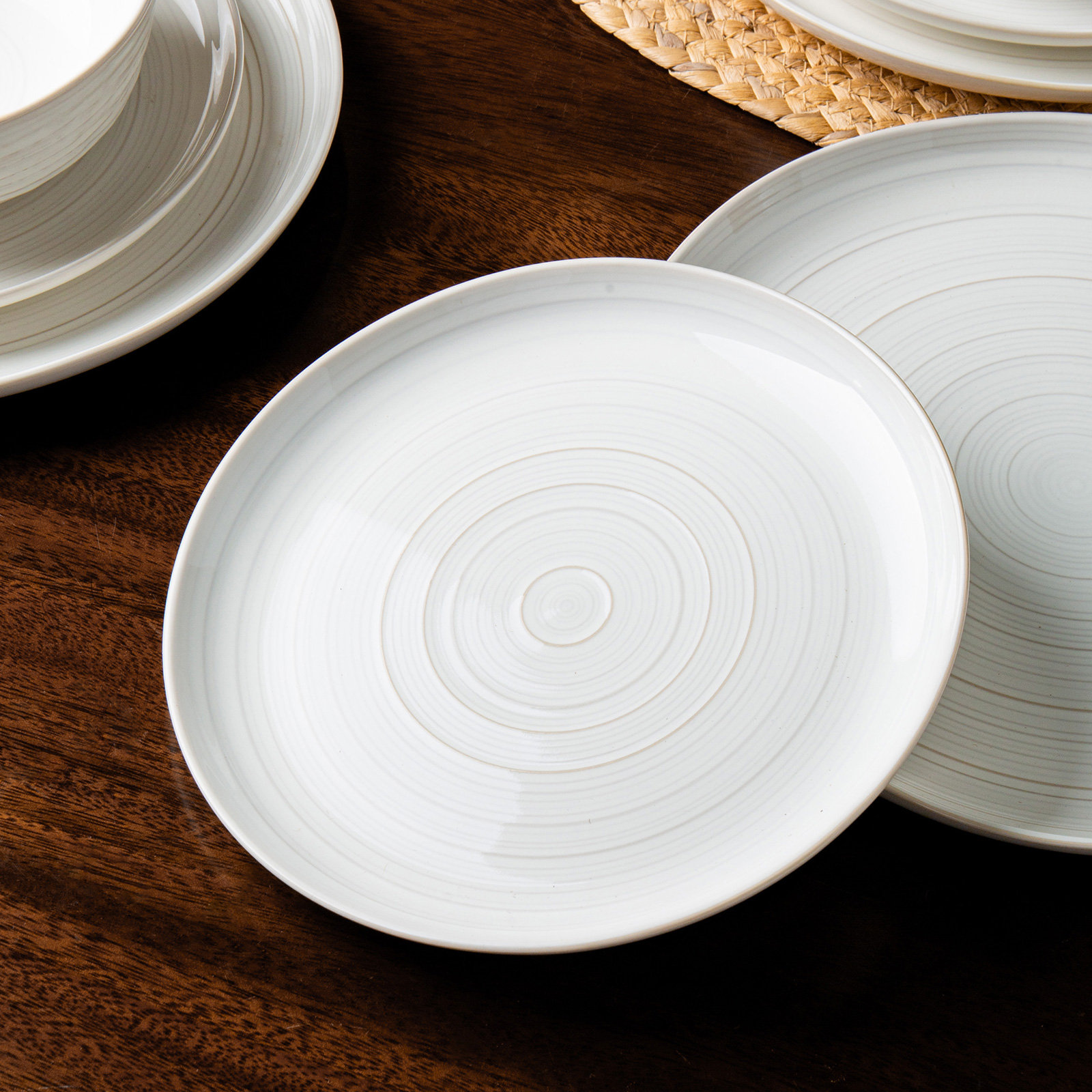  12 Piece Stoneware Dinnerware Sets, Service for 4, White