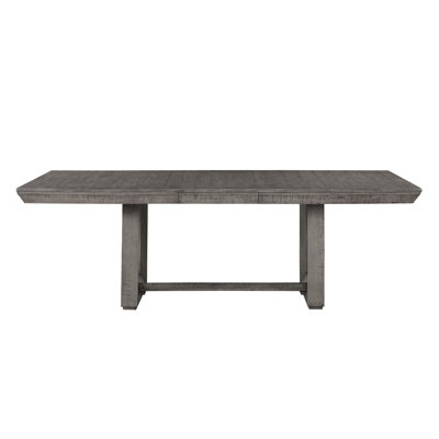 Table de salle à manger en placage à finition grise pour un coin salon décontracté moderne rustique avec rallonge 8