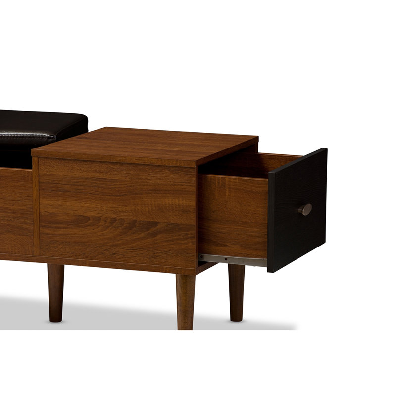 Ceann Faux Leather Upholstered Bench with Drawers