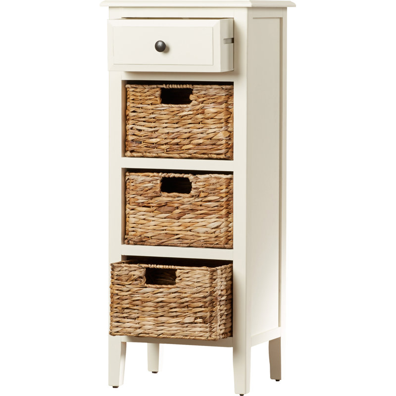 Painswick Solid Wood Top 1 End Table with Storage, Distressed White