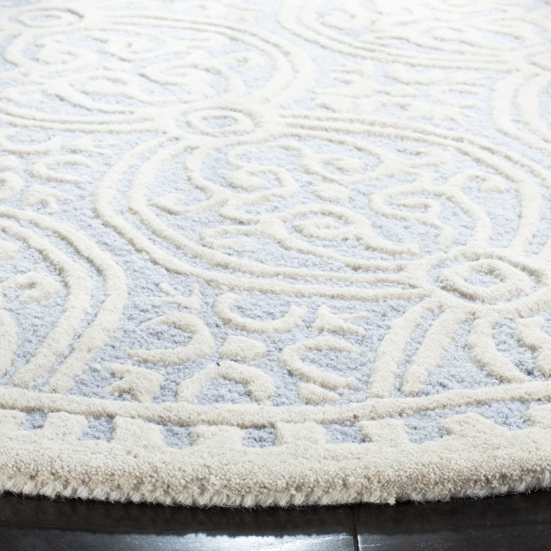 Sadik Hand Tufted Wool Geometric Rug, Round 4'