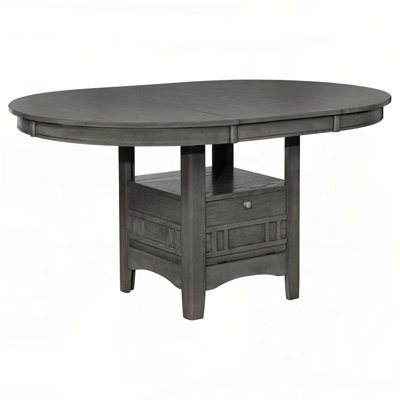 Medium Grey Oval Extension Leaf Dining Table