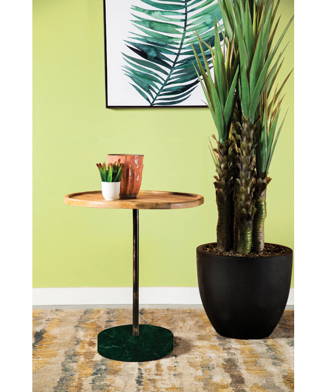 Lechner Solid Wood Top End Table, Green Marble