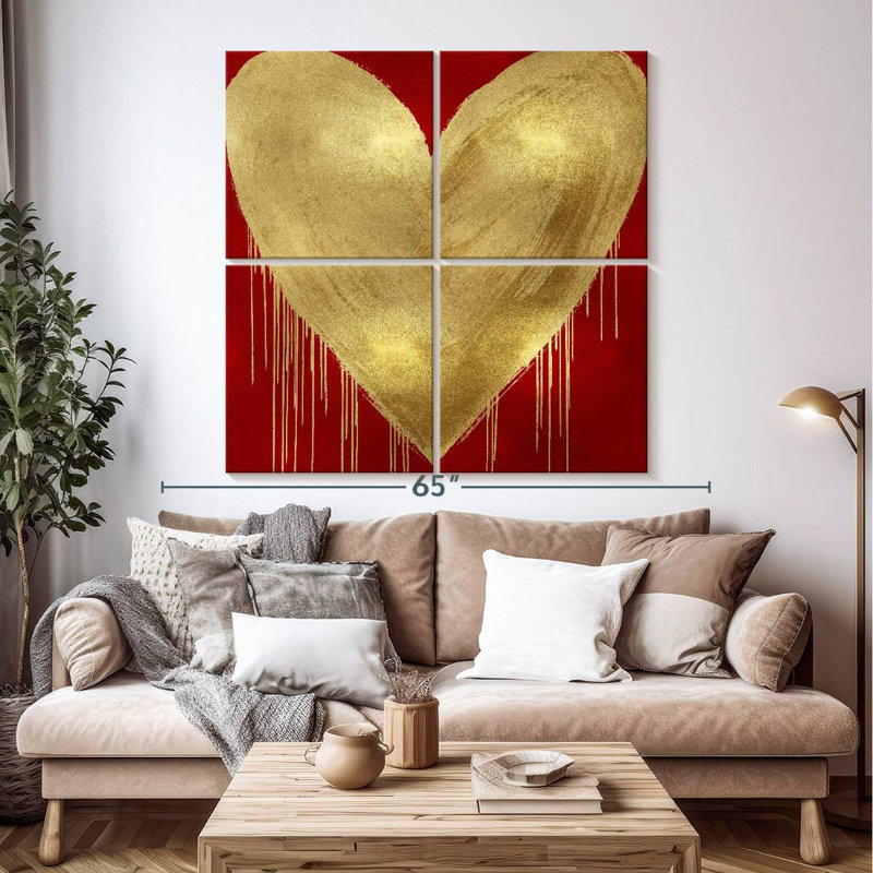 Hardie Big Hearted Gold sur fond rouge, H 50 po x l 50 po