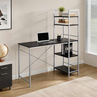 Computer Desk, Home Office, Laptop, Storage Shelves, 48"l, Work, Brown Laminate, Grey Metal, Contemporary, Modern