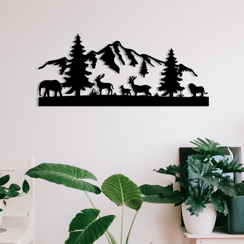 Superbe accessoire mural décoratif en métal noir, 27,6 po x 11,8 po | 100% métal durable, épaisseur: 0,05 pouce | Parfait pour la décoration intérieure, l'esthétique moderne et le style unique