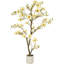 Arbre de magnolia artificiel 6 pi avec pot blanc et lumières, plante à fleurs artificielle pour la décoration intérieure