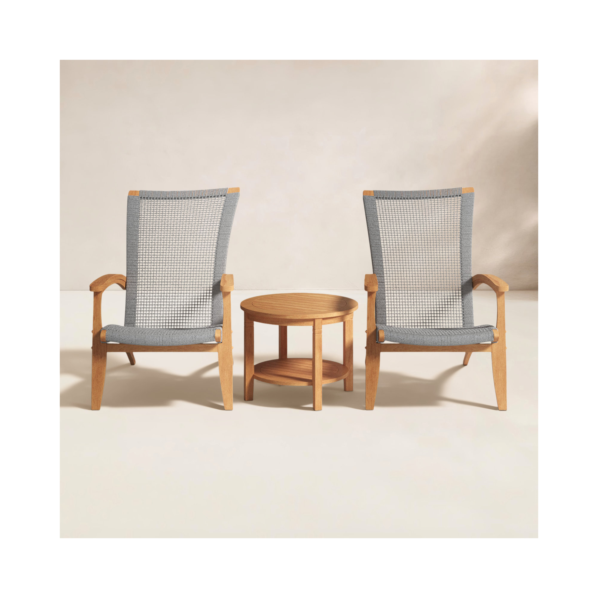 Aroha 2 - Person Teak Adirondack Outdoor Seating Group, 24", Natural