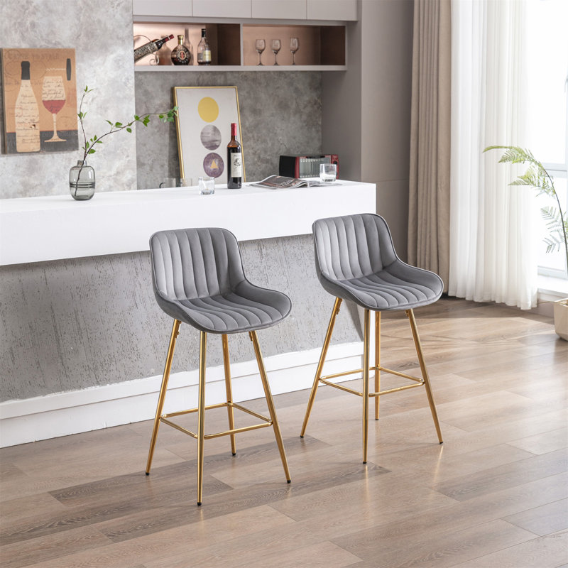 Ensemble de 2 tabourets de bar, Tabouret de comptoir (siège d'une hauteur de 26 p, Gris