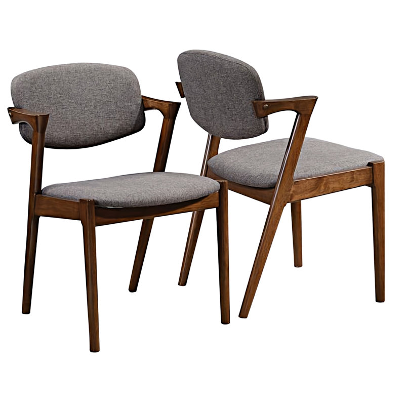Chaises d'appoint Hammondville gris et noyer foncé