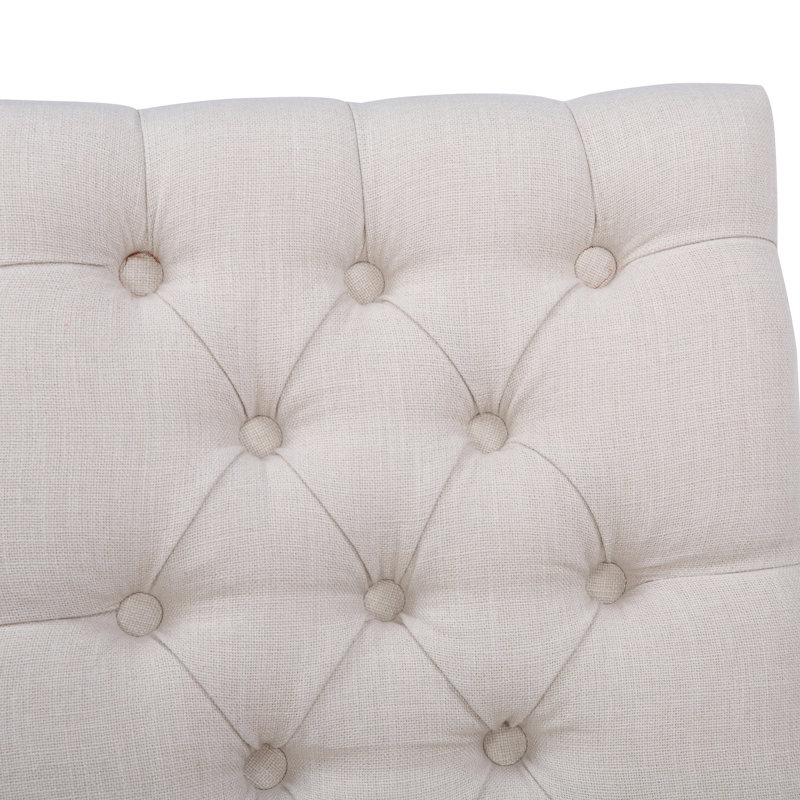 Chaise d'appoint rembourrée en lin capitonné Wren, Beige, 1