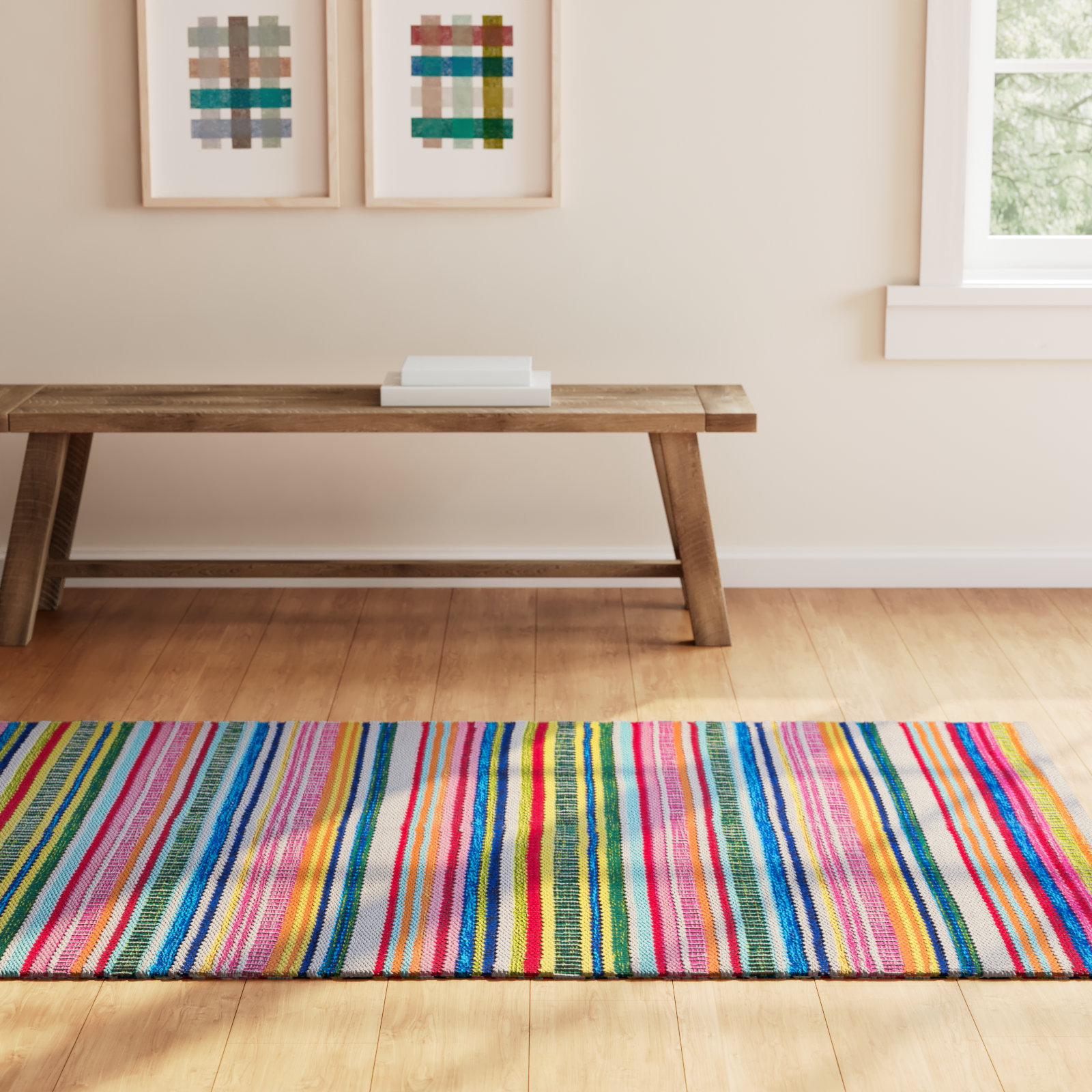 Bright Stripe Handwoven Indoor/Outdoor Rug, Rectangle 4' x 6'