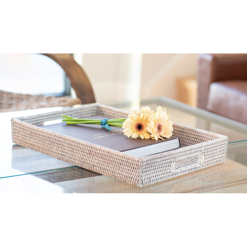 Plateau de table basse Edmond, H 3 po x L 20 po x l 13 po, Blanc délavé