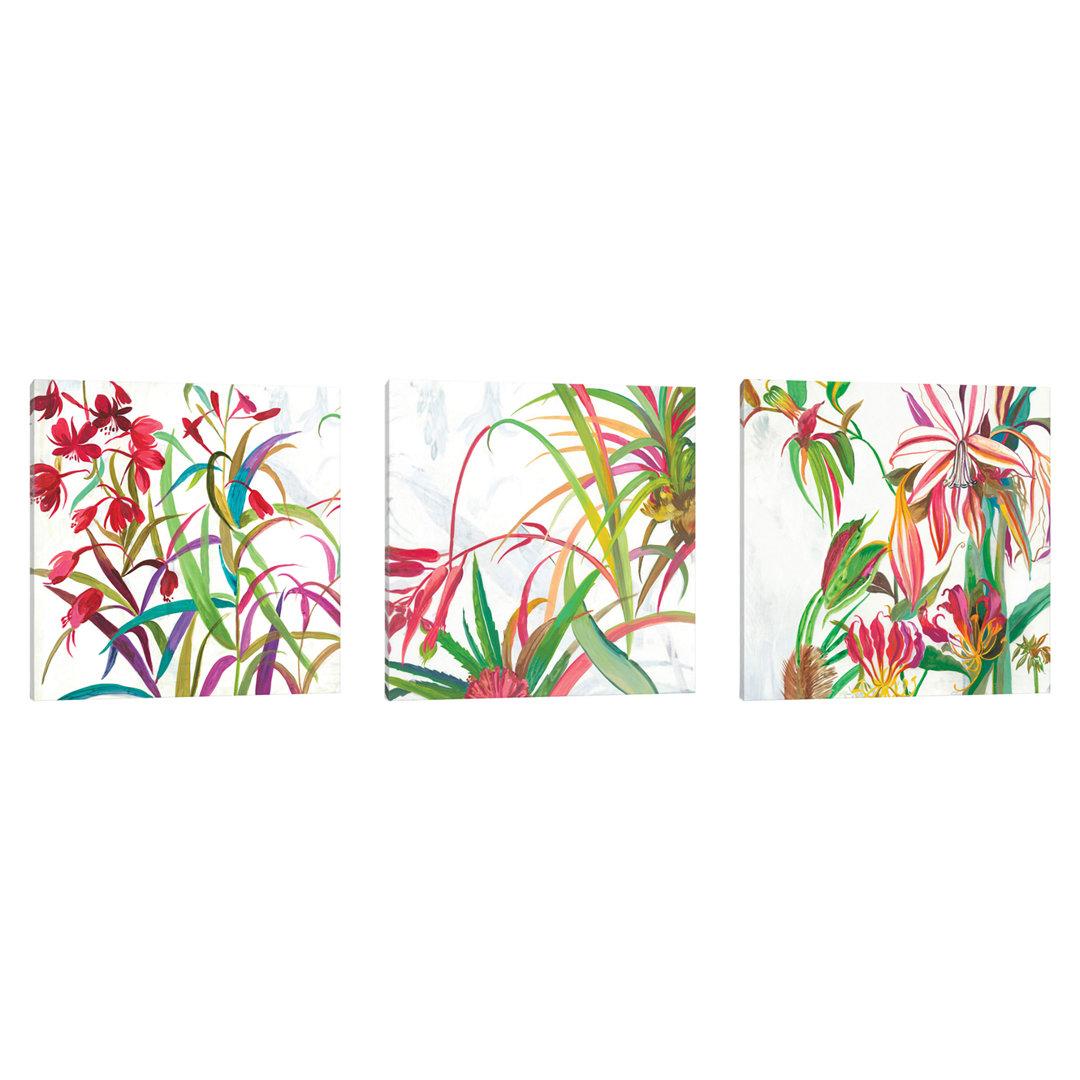'Tropical Triptych' 3 Piece Painting Set on Wrapped Canvas