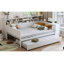 Wooden Daybed With Storage Shelves, Multi-Functional Bed With Trundle Bed And  Study Desk-411904009-411904055