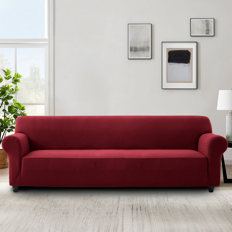 Premium Quality Stretchable Spandex Sofa Cover, Burgundy, 179cm H x 320cm W x 14cm D