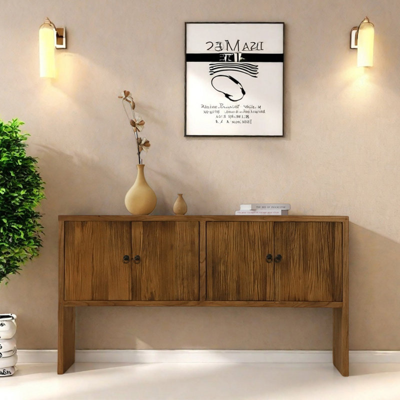 Commode d'entrée en orme de Chine, H 31,5 po x l 63 po x P 15,7 po
