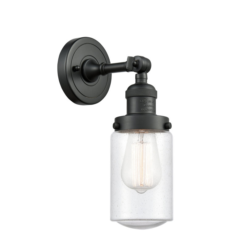 Armed Sconce, Seedy, Matte Black, 6 Watt Vinage LED Bulb
