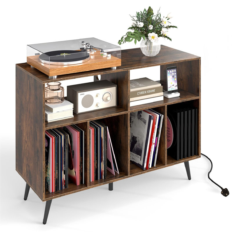 Record Player Stand With Charging Station