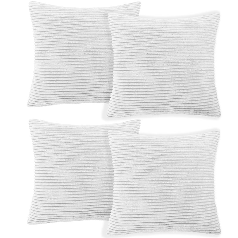 Striped Square Euro Cushion Cover, White