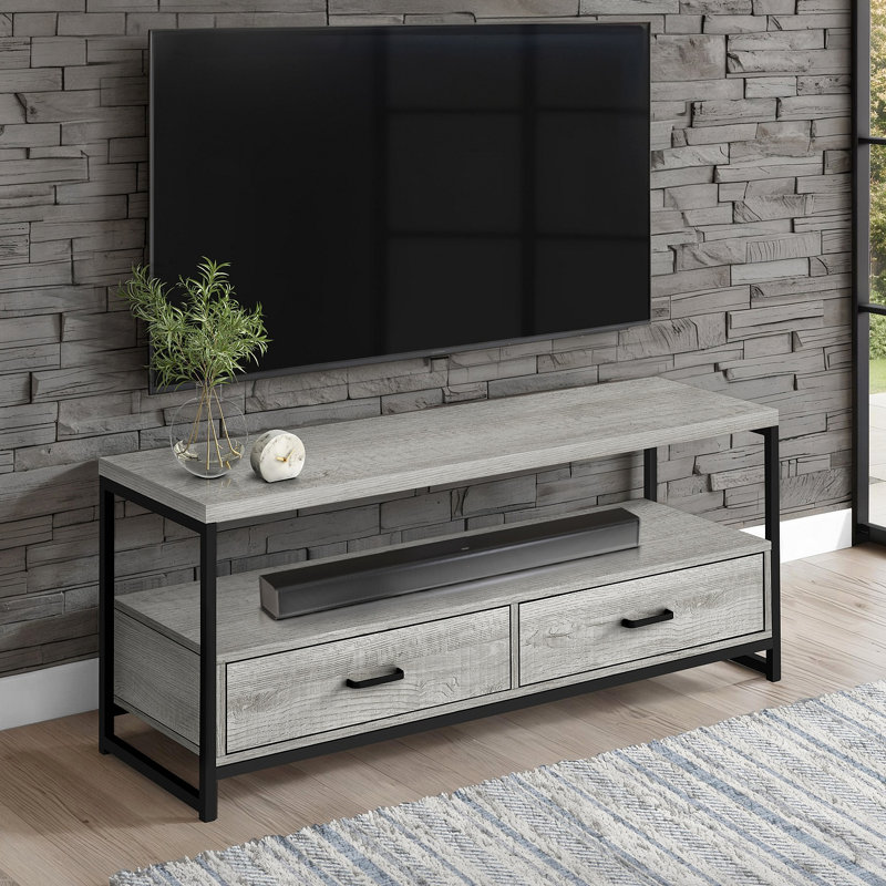Meuble télé pour téléviseur de 48 po ou moins Braxtan, 19.92" H x 52.17" W x 18.17" D, gris