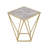 Gold & White Glass Side Table, Modern Minimalist Accent End Table