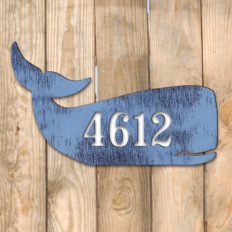 Plaque d’adresse murale sur 1 ligne Whale Coastal door, Oui