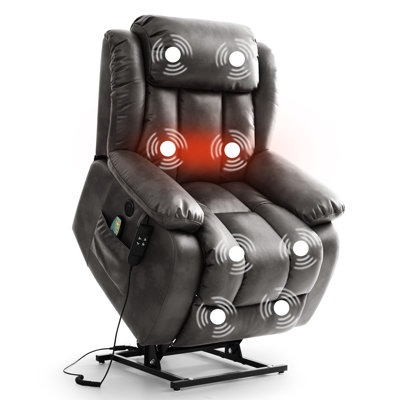Infinite Position Dual Motor Power Lift Recliner Chair Leather Chair with USB, Heat and Massage by Latitude Run