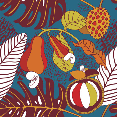 Tropical Leaves And Fruits by Alecsia - Wrapped Canvas Print