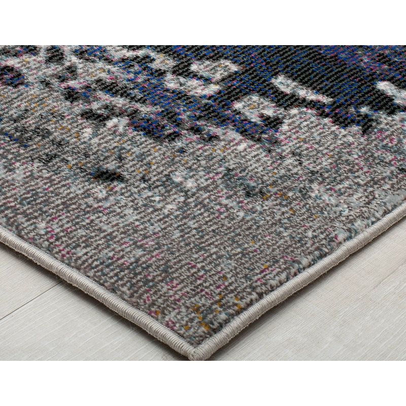 Tapis argenté contemporain Claudeen, Rectangle 2 pi 6 po x 4 pi
