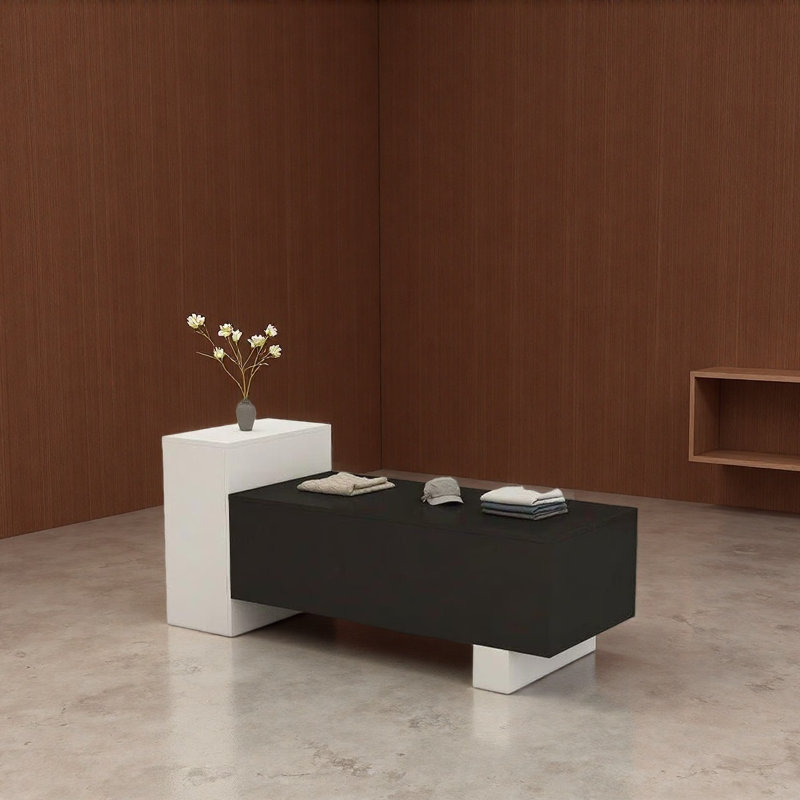 Table de présentation exquise dans le magasin de vêtements, Crème/noir, H 35,43 po x l 70,87 po x P 23,62 po