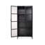 Union Tall Curio Cabinet In Black Iron & Clear Glass