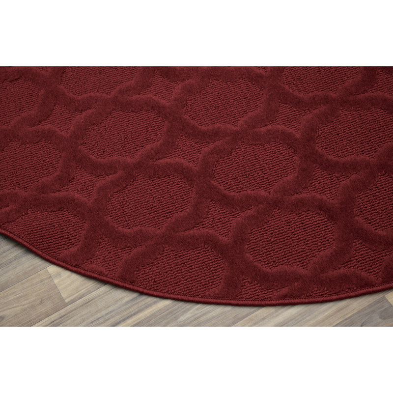 Tapis touffeté à motif géométrique rouge chili, Rond 5 pi