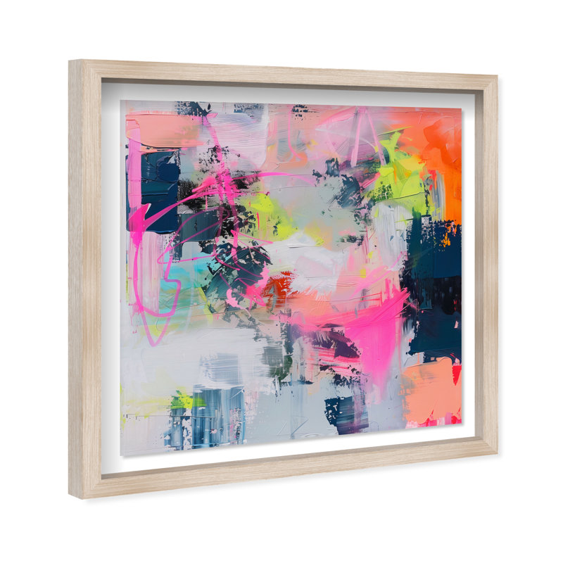 Pastel Luminance I Shadowbox Abstract Print by Oliver Gal, Black Frame, 12 x 12, 13.5"H x 13.5"W, Natural Oak Frame