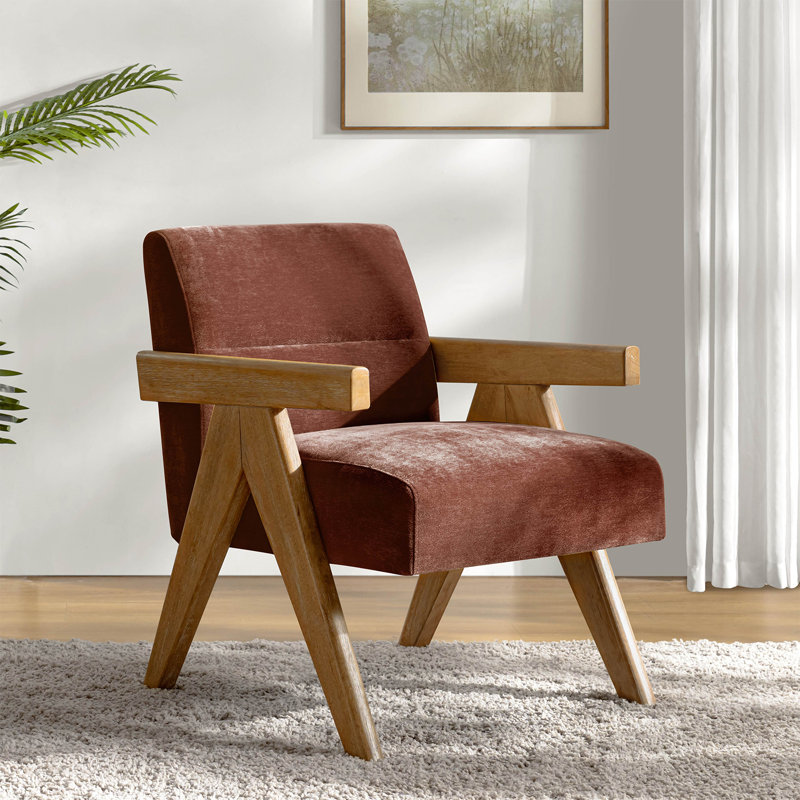 Fauteuil d'appoint moderne Donohoe Mid-Century avec accoudoirs courbés, Rouille