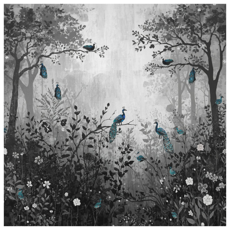 Coussins Peacocks In Forest, 14 X 14 pouces