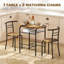 HOMCOM 3-Piece Dining Table and Chairs Set Marble-Effect Top Rustic Brown