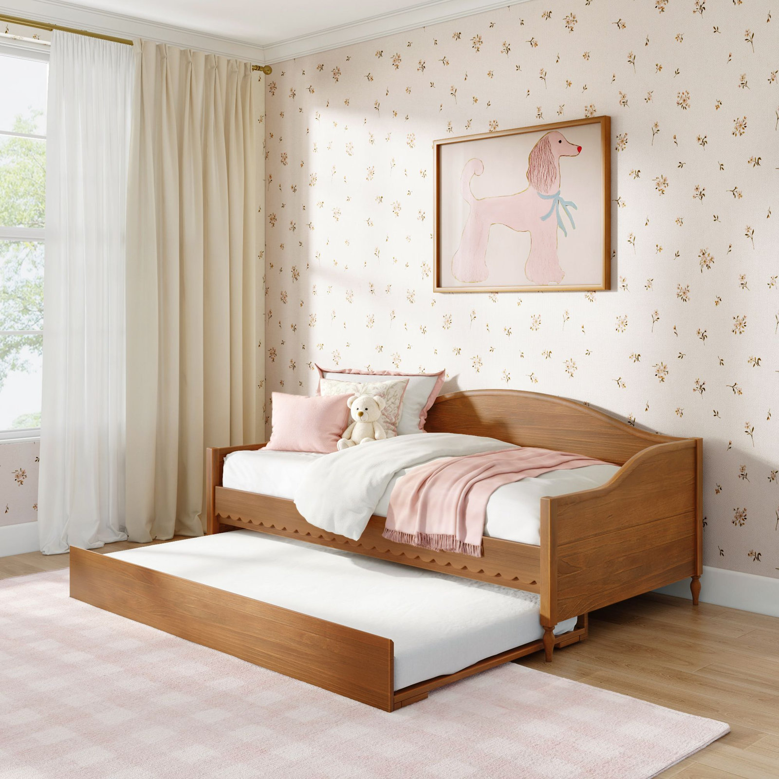 Charlotte Twin Day Bed with Trundle, Pecan