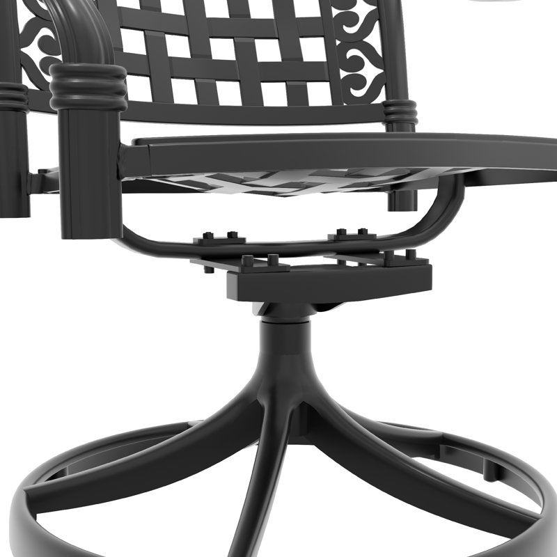 Ensemble de salle à manger 9 pièces en fonte d'aluminium toutes saisons, comprenant 8 chaises pivotantes et une table rectangulaire avec cadre noir