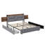 Industrial Storage Bed With 4 Drawers & Retractable Shelves, Upholstered Frame With USB Ports, European Double & King Sizes, Grey-1969913762