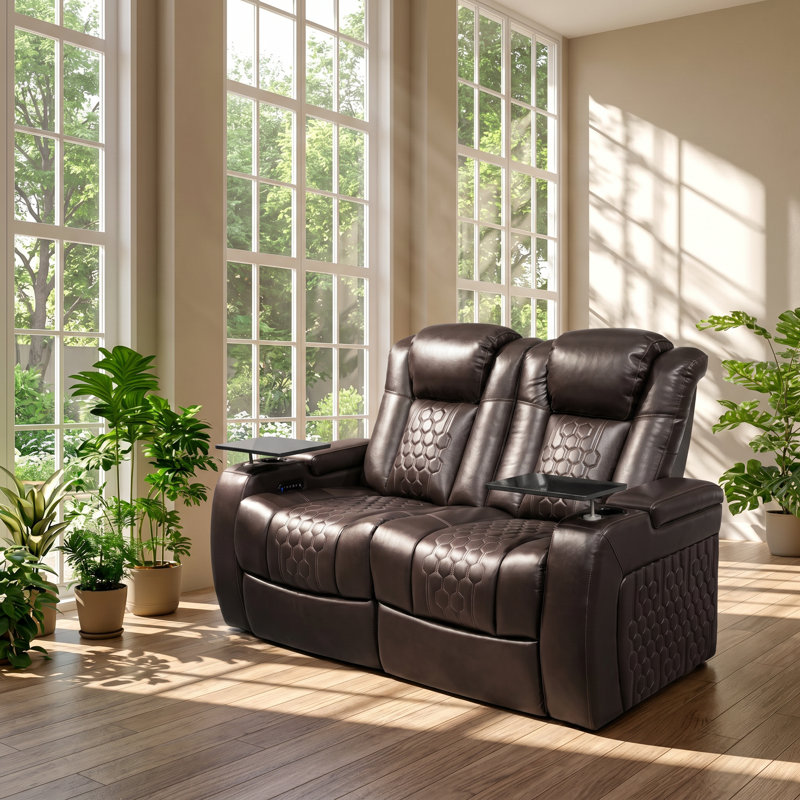 Fauteuil inclinable électrique en cuir nappa à grain supérieur l 31,1 po x P 38,6 po