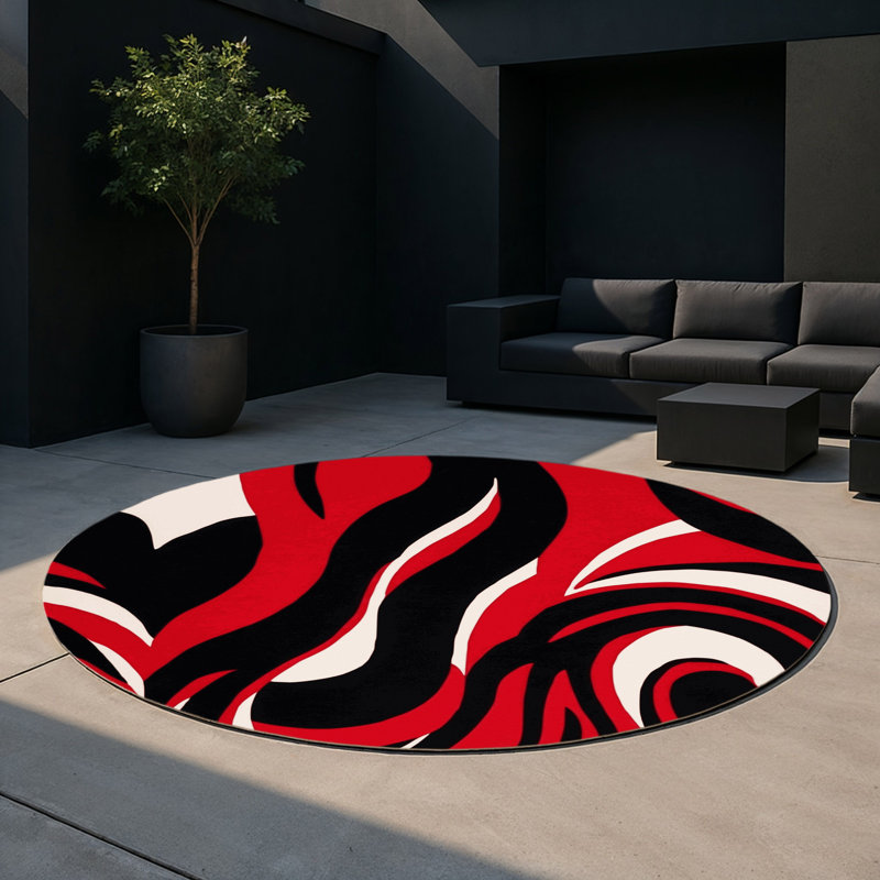 Cerise Tide Indoor And Outdoor Area Rug, Round 5'