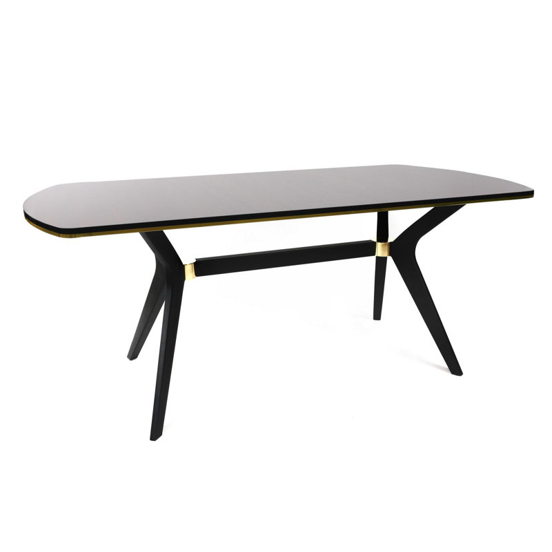 Ferro Beech Dining Table, 77cm H x 90cm L x 180cm W, Brown/Gold