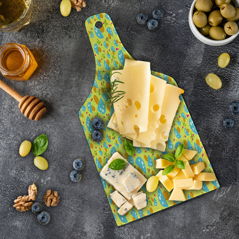 Ambesonne Mushroom Tempered Glass Cutting Board Mushrooms Pattern Yellow Multicolor