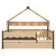 Lit de cabane en bois avec lit gigogne, auvent de tente et étagères-1286730048-1286730050