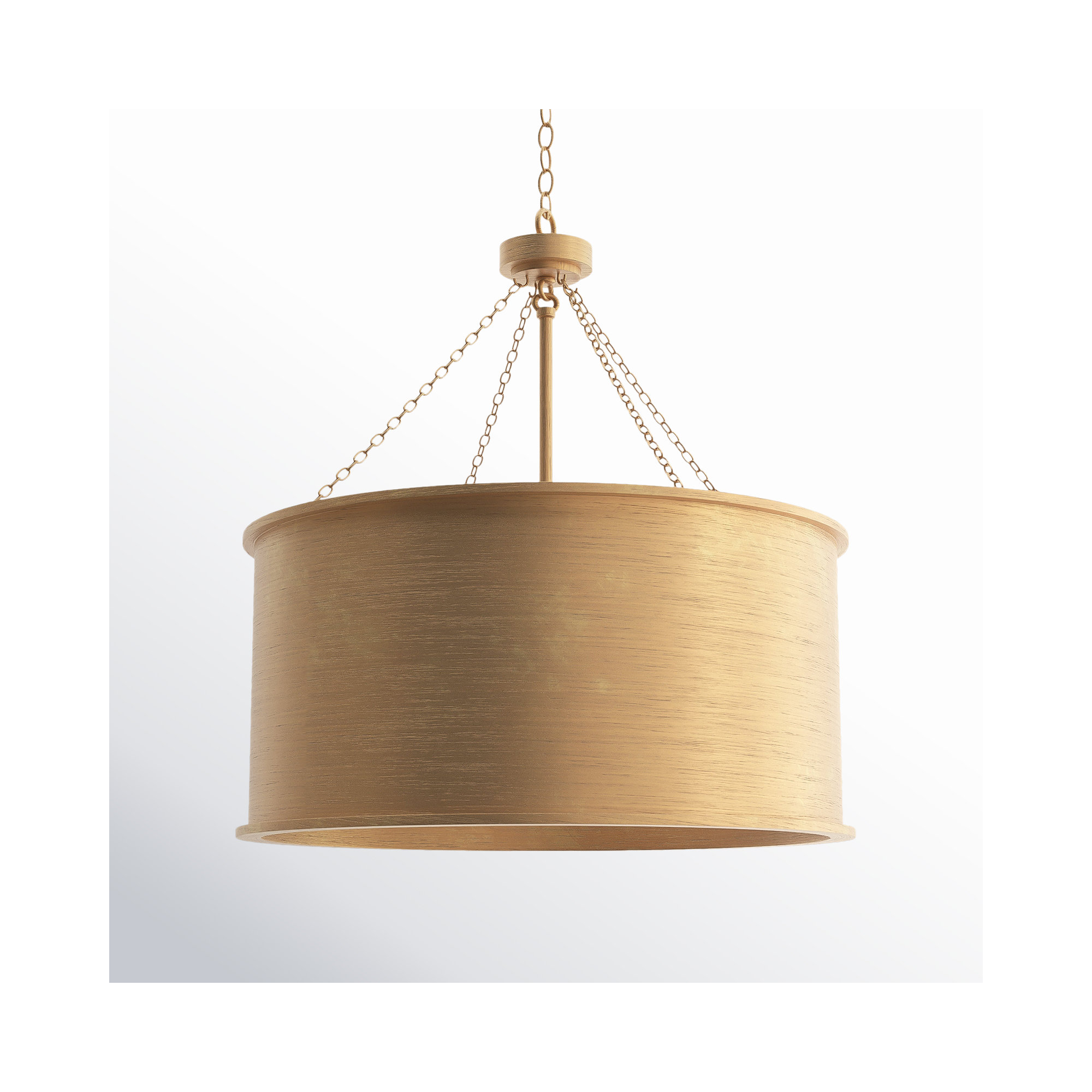 Soho 4 - Light Shaded Drum Chandelier, 6 Lights, Gold Patina, 29" H x 25" W x 25" D