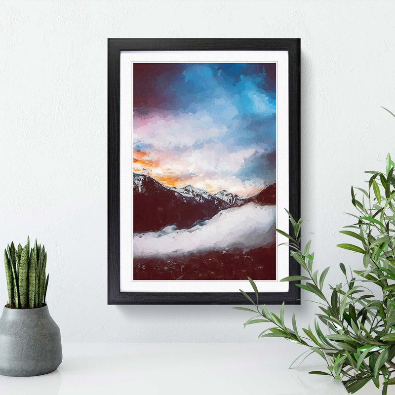 The Cloudy Mountains in Abstract - Picture Frame Graphic Art Print, Black Framed, 36cm H x 27cm W x 2cm D